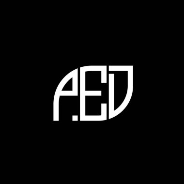 Siyah arkaplan üzerine PED mektup logosu tasarımı. PED yaratıcı harflerin baş harfleri logo kavramı. PED vektör tasarımı..
