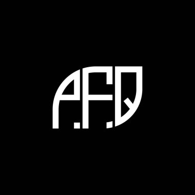 Siyah arkaplan üzerine PFQ harf logosu tasarımı. PFQ yaratıcı harflerin baş harfleri logo kavramı. PFQ vektör tasarımı.