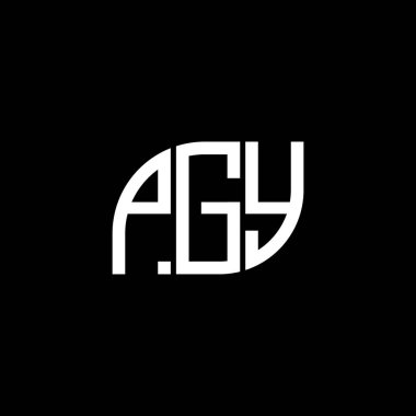 Siyah arkaplan üzerine PGY harf logosu tasarımı. PGY yaratıcı harflerin baş harfleri logo kavramı. PGY vektör harf tasarımı.