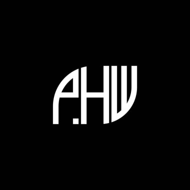 Siyah arkaplan üzerinde PHW harf logosu tasarımı. PHW yaratıcı harflerin baş harfleri logo kavramı. PHW vektör harf tasarımı.