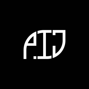 Siyah arkaplan üzerine PIJ harf logosu tasarımı. PIJ yaratıcı harf logo kavramı. PIJ vektör harf tasarımı.