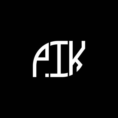 Siyah arkaplan üzerine PIK harf logosu tasarımı. PIK yaratıcı harflerin baş harfleri logo kavramı. PIK vektör harf tasarımı.