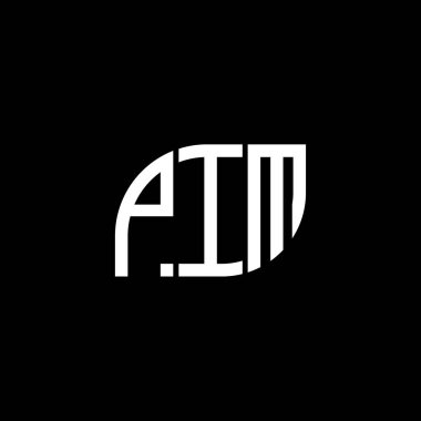 Siyah arkaplan üzerinde PIM harfi logo tasarımı. PIM yaratıcı harflerin baş harfleri logo kavramı. PIM vektör tasarımı.