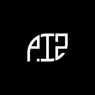 Siyah arkaplan üzerine PIZ harf logosu tasarımı. PIZ yaratıcı harf logo kavramı. PIZ vektör tasarımı.