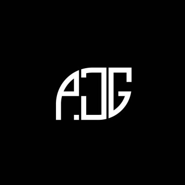 Siyah arkaplan üzerine PJG harf logosu tasarımı. PJG yaratıcı harf logo kavramı. PJG vektör harf tasarımı..