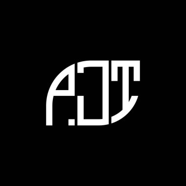 Siyah arkaplan üzerine PJT harf logosu tasarımı. PJT yaratıcı harf logosu. PJT vektör tasarımı..