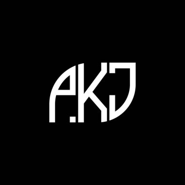 Siyah arkaplan üzerine PKJ harf logosu tasarımı. PKJ yaratıcı harf logo kavramı. PKJ vektör harf tasarımı.