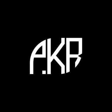 Siyah arkaplan üzerine PKR harf logosu tasarımı. PKR yaratıcı harflerin baş harfleri logo kavramı. PKR vektör tasarımı.