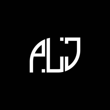 Siyah arkaplan üzerine PLJ harf logosu tasarımı. PLJ yaratıcı harf logo kavramı. PLJ vektör harf tasarımı..