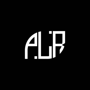 Siyah arkaplan üzerine PLR harf logosu tasarımı. PLR yaratıcı harflerin baş harfleri logo kavramı. PLR vektör dizaynı.