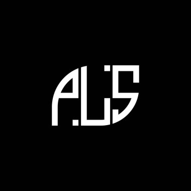 Siyah arkaplan üzerinde PLS harfi logo tasarımı. PLS yaratıcı harf logo kavramı. PLS vektör tasarımı.