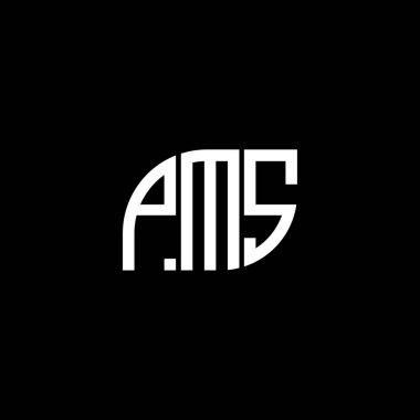 Siyah arkaplan üzerine PMS mektup logosu tasarımı. PMS yaratıcı harflerin baş harfleri logo kavramı. PMS vektör tasarımı.