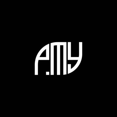 Siyah arkaplan üzerine PMY mektup logosu tasarımı. PMY yaratıcı harflerin baş harfleri logo kavramı. PMY vektör tasarımı..