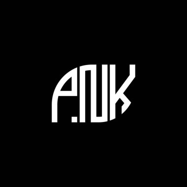 Siyah arkaplan üzerine PNK harf logosu tasarımı. PNK yaratıcı harflerin baş harfleri logo kavramı. PNK vektör harf tasarımı.