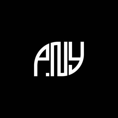 Siyah arkaplan üzerine PNY harf logosu tasarımı. PNY yaratıcı harflerin baş harfleri logo kavramı. PNY vektör harf tasarımı.