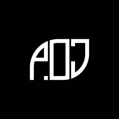 POJ harf logo tasarımı siyah arkaplan üzerinde. POJ yaratıcı harflerin baş harfleri logo kavramı. POJ vektör harf tasarımı..