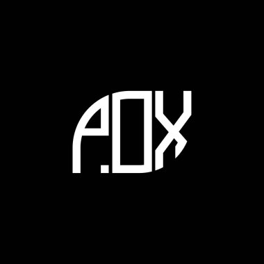 Siyah arkaplan üzerinde POX harf logosu tasarımı. POX yaratıcı harflerin baş harfleri logo konsepti. POX vektör tasarımı.