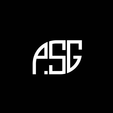 Siyah arkaplan üzerine PSG harf logosu tasarımı. PSG yaratıcı harf logo kavramı. PSG vektör harf tasarımı.