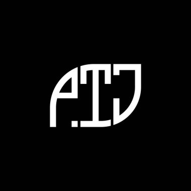 Siyah arkaplan üzerine PTJ harf logosu tasarımı. PTJ yaratıcı harf logosu. PTJ vektör tasarımı..