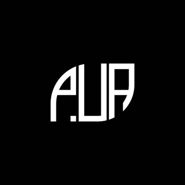 PUA siyah arkaplan üzerinde harf logosu tasarımı. PUA yaratıcı harflerin baş harfleri logo kavramı. PUA vektör tasarımı.