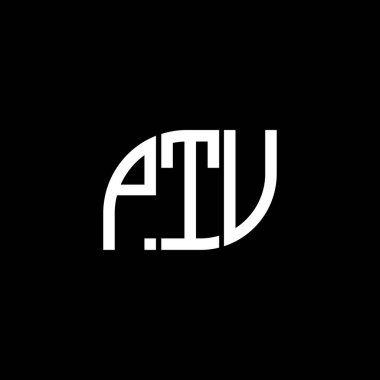 Siyah arkaplan üzerine PTV harf logosu tasarımı. PTV yaratıcı harflerin baş harfleri logo konsepti. PTV vektör dizaynı.