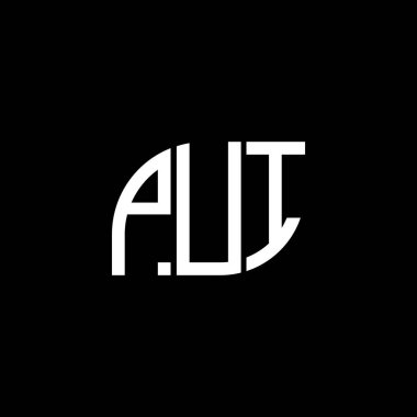 PUI harf logo tasarımı siyah arkaplan üzerinde. PUI yaratıcı harflerin baş harfleri logo kavramı. PUI vektör tasarımı.