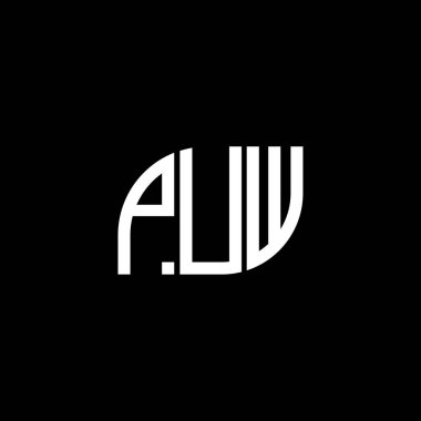PUW harf logo tasarımı siyah arkaplan üzerinde. PUW yaratıcı harflerin baş harfleri logo kavramı. PUW vektör tasarımı.