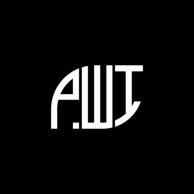 Siyah arkaplan üzerine PWI harf logosu tasarımı. PWI yaratıcı harf logo kavramı. PWI vektör tasarımı..