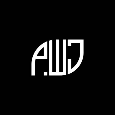 Siyah arkaplan üzerine PWJ harf logosu tasarımı. PWJ yaratıcı harf logo kavramı. PWJ vektör harf tasarımı.