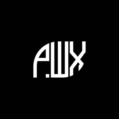 Siyah arkaplan üzerine PWX harf logosu tasarımı. PWX yaratıcı harflerin baş harfleri logo kavramı. PWX vektör tasarımı.