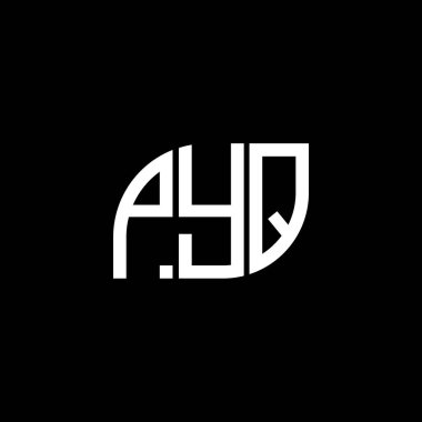 Siyah arkaplan üzerine PYQ harf logosu tasarımı. PYQ yaratıcı harflerin baş harfleri logo kavramı. PYQ vektör tasarımı.