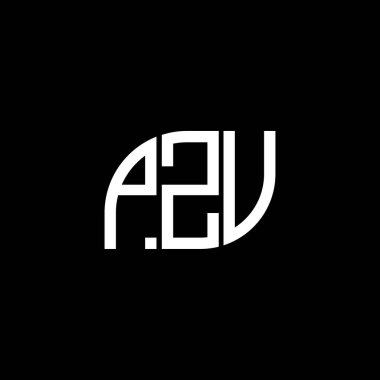 Siyah arkaplan üzerine PZV harf logosu tasarımı. PZV yaratıcı harflerin baş harfleri logo kavramı. PZV vektör dizaynı.