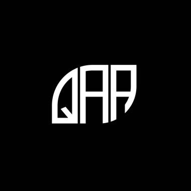 Siyah arkaplan üzerine QAA harf logosu tasarımı. QAA yaratıcı harf logo kavramı. QAA vektör tasarımı..