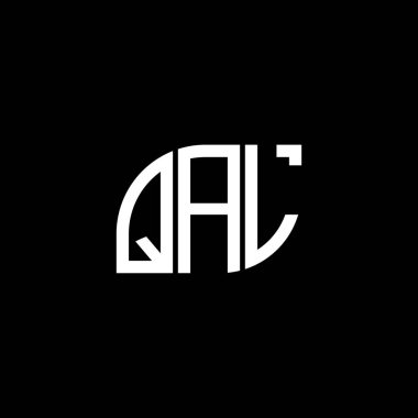 Siyah arkaplan üzerine QAL harf logosu tasarımı. QAL yaratıcı harflerin baş harfleri logo kavramı. QAL vektör tasarımı..