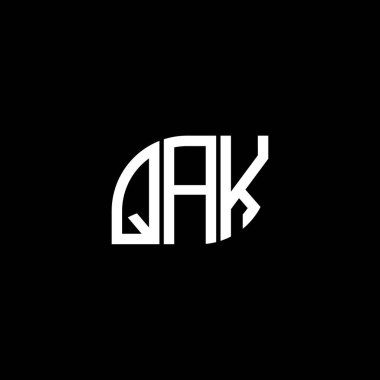 Siyah arkaplan üzerine QAK harf logosu tasarımı. QAK yaratıcı harf logo kavramı. QAK vektör harf tasarımı..