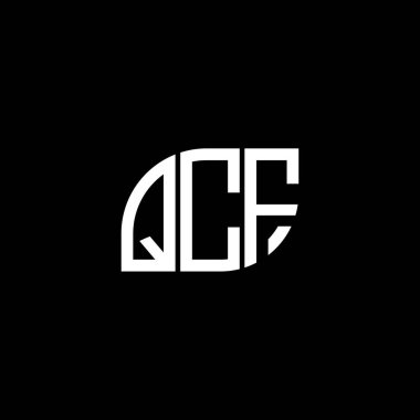 QCF harf logosu siyah arkaplan üzerinde tasarlandı. QCF yaratıcı harflerin baş harfleri logo kavramı. QCF vektör harf tasarımı.