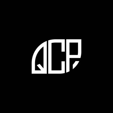 QCP harf logosu siyah arkaplan üzerinde tasarlandı. QCP yaratıcı harf logo kavramı. QCP vektör harf tasarımı.