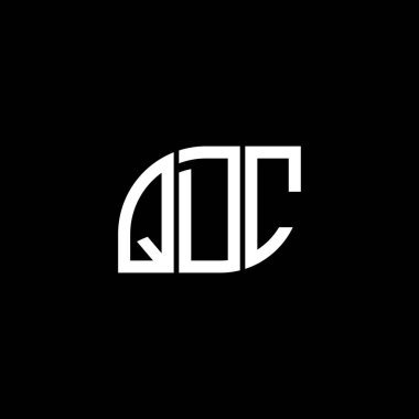 QDC 'nin siyah arkaplan üzerine harf logosu tasarımı. QDC yaratıcı harflerin baş harfleri logo kavramı. QDC vektör tasarımı..