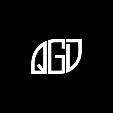 Siyah arkaplan üzerine QGD harf logosu tasarımı. QGD yaratıcı harflerin baş harfleri logo kavramı. QGD vektör harf tasarımı.