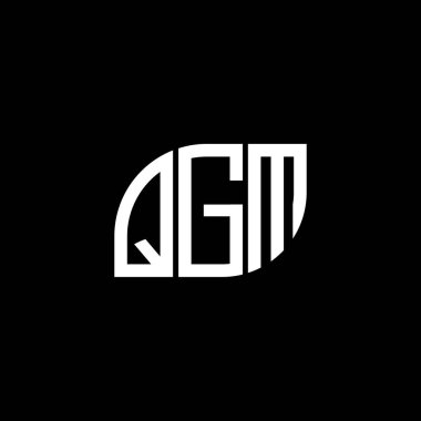 QGM harf logosu siyah arkaplan üzerine tasarlandı. QGM yaratıcı harflerin baş harfleri logo kavramı. QGM vektör harf tasarımı..