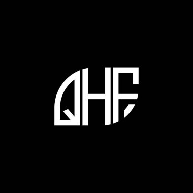 QHF harf logosu siyah arkaplan üzerine tasarlandı. QHF yaratıcı harflerin baş harfleri logo kavramı. QHF vektör harf tasarımı.