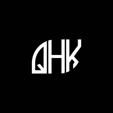 QHK harf logosu siyah arkaplan üzerine tasarlandı. QHK yaratıcı harflerin baş harfleri logo kavramı. QHK vektör harf tasarımı.