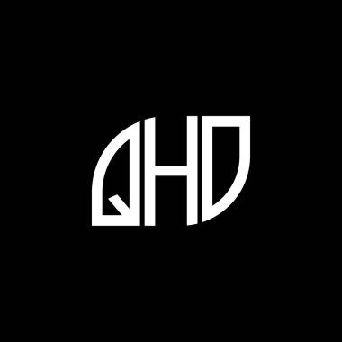QHO harf logosu siyah arkaplan üzerinde tasarlandı. QHO yaratıcı harflerin baş harfleri logo kavramı. QHO vektör harf tasarımı..
