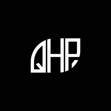 QHP harf logosu siyah arkaplan üzerine tasarlandı. QHP yaratıcı harf logo kavramı. QHP vektör harf tasarımı.