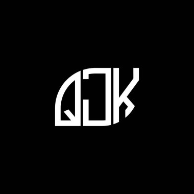QJK harf logosu siyah arkaplan üzerine tasarlandı. QJK yaratıcı harflerin baş harfleri logo kavramı. QJK vektör harf tasarımı.