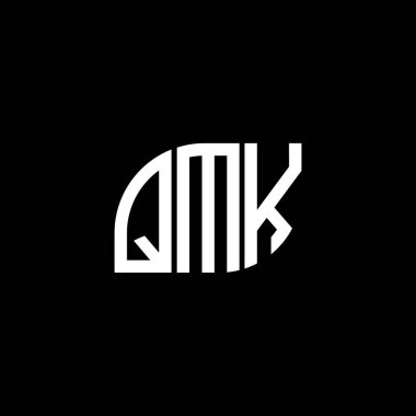 QMK harf logosu siyah arkaplan üzerinde tasarlandı. QMK yaratıcı harflerin baş harfleri logo kavramı. QMK vektör harf tasarımı.