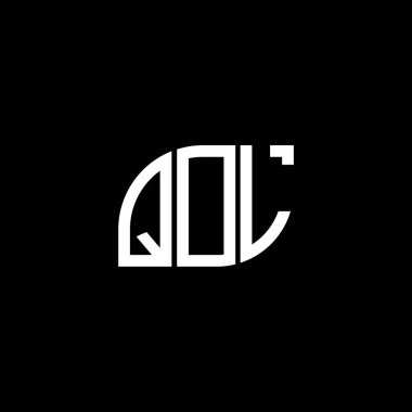 Siyah arkaplan üzerine QOL harf logosu tasarımı. QOL yaratıcı harf harfleri logo kavramı. QOL vektör harf tasarımı.