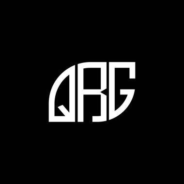 Siyah arkaplan üzerine QRG harf logosu tasarımı. QRG yaratıcı harf logo kavramı. QRG vektör harf tasarımı..