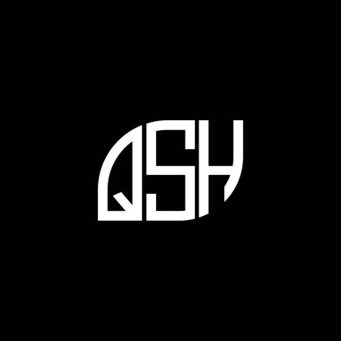 QSH harf logosu siyah arkaplan üzerine tasarlandı. QSH yaratıcı harflerin baş harfleri logo kavramı. QSH vektör harf tasarımı.