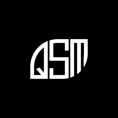 Siyah arkaplan üzerine QSM harf logosu tasarımı. QSM yaratıcı harflerin baş harfleri logo kavramı. QSM vektör harf tasarımı..